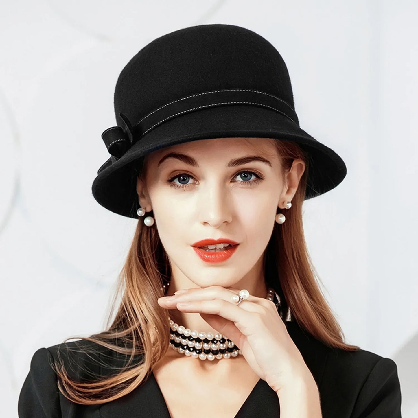 EE 5169 Winter hat women's Korean version of fashionable woolen hat British small hat elegant Korean warm felt hat