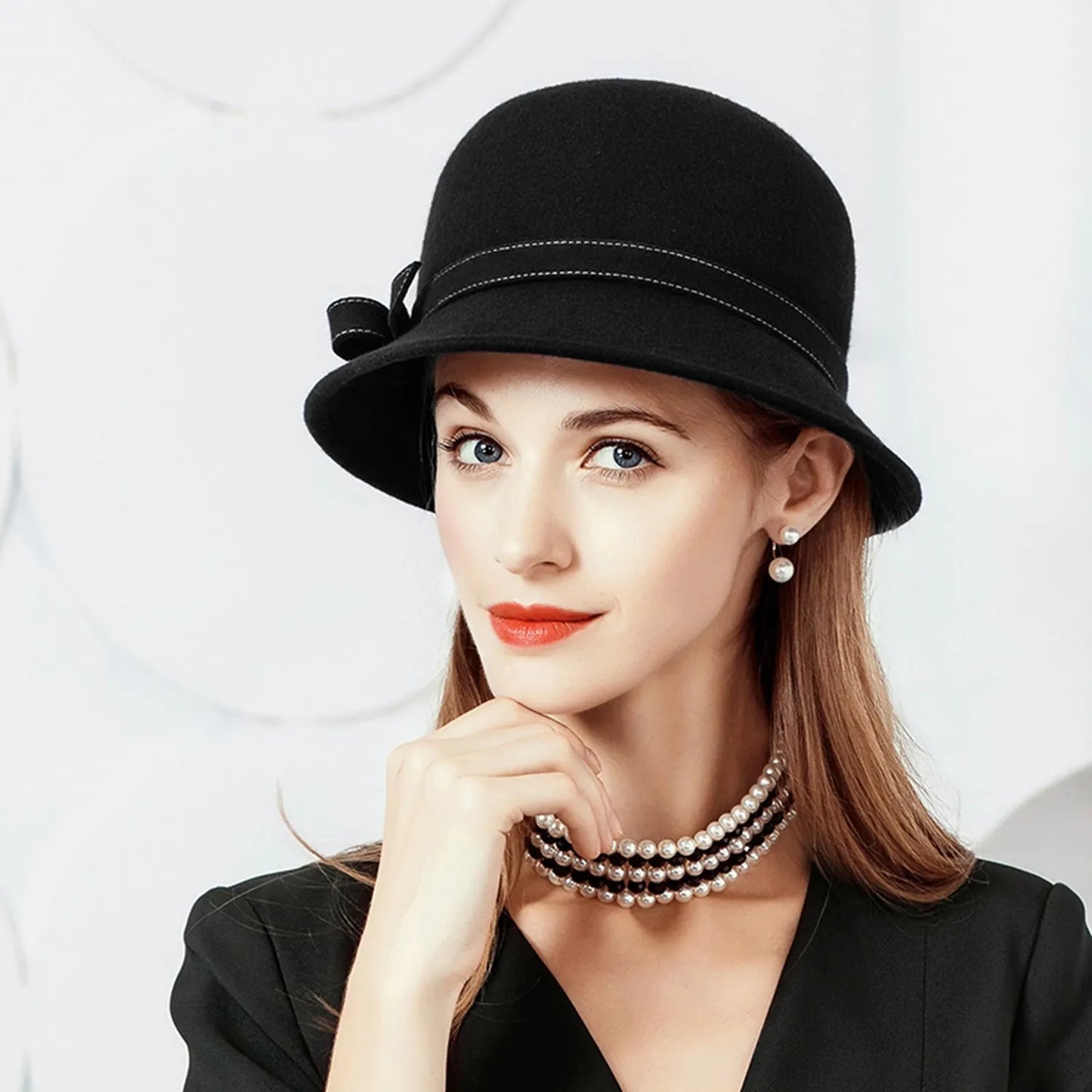 EE 5169 Winter hat women's Korean version of fashionable woolen hat British small hat elegant Korean warm felt hat