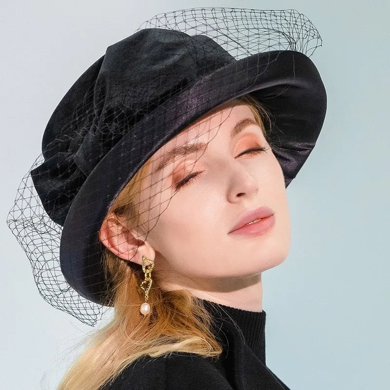 EE 5172 female white gauze new autumn and winter time the fisherman hat leisure joker out warm warm basin hat