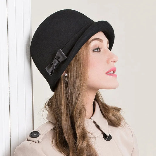 EE 5173  winter wool top hat casual knight hat British elegant simple woolen hat woman