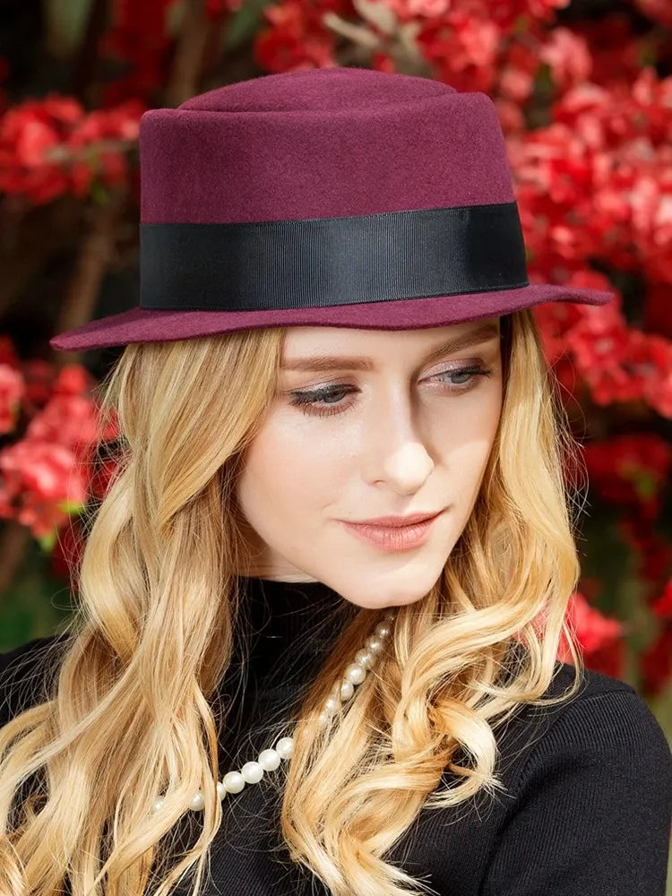EE 5178 hat Women's winter new wool top hat sweet and cute winter warm ladies winter black hat