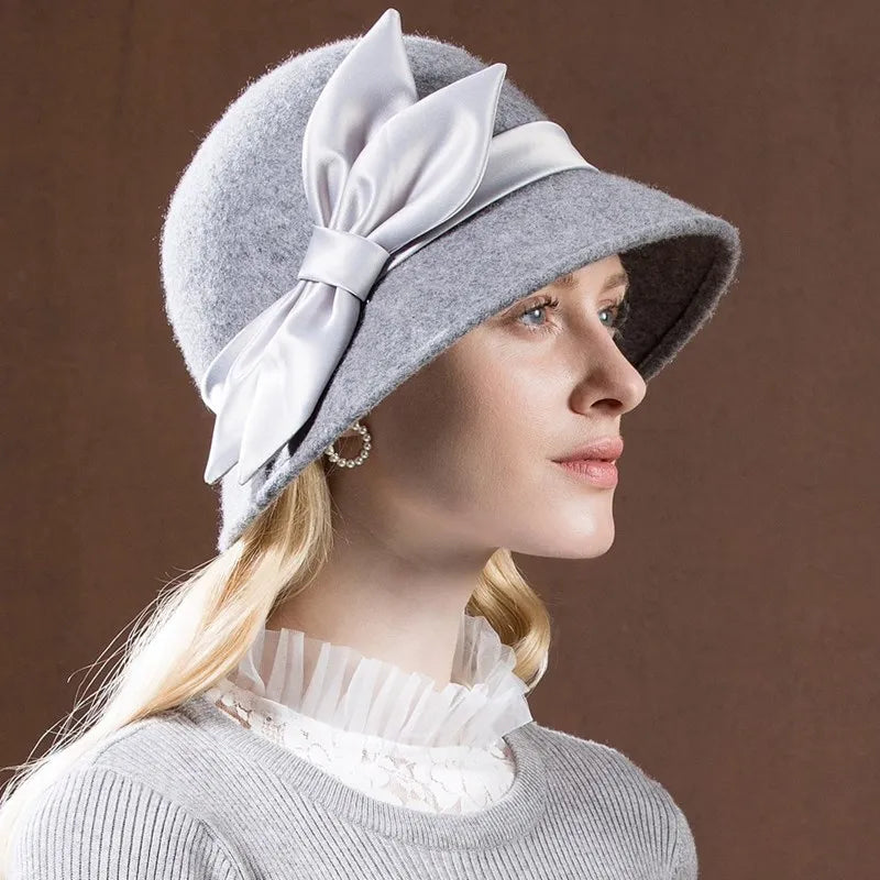 EE 5190 Autumn and winter British ladies wool top hat Winter tide fisherman hat European and American elegant hat woman