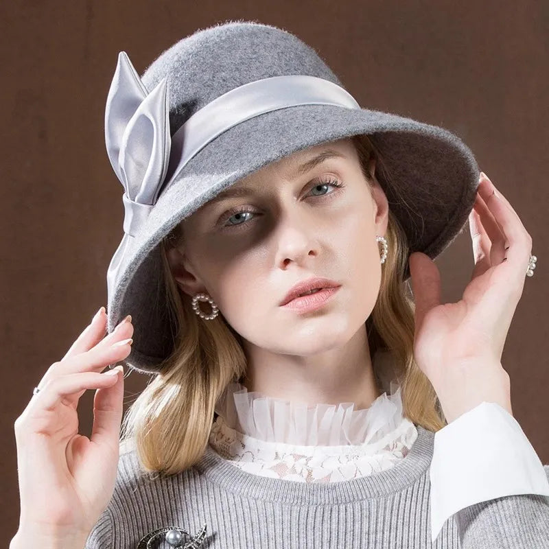 EE 5190 Autumn and winter British ladies wool top hat Winter tide fisherman hat European and American elegant hat woman