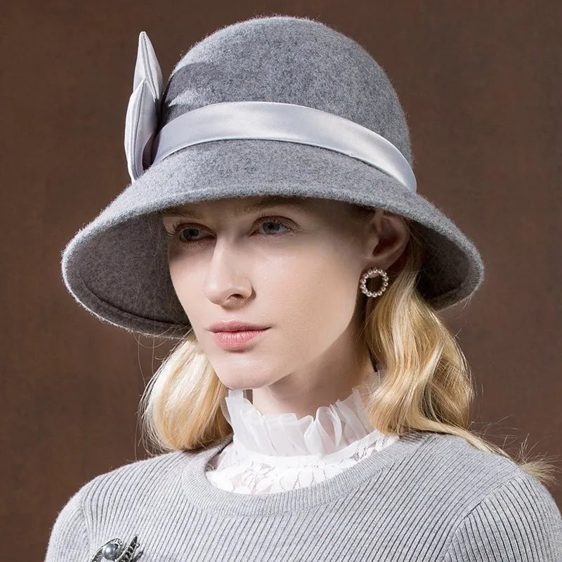EE 5190 Autumn and winter British ladies wool top hat Winter tide fisherman hat European and American elegant hat woman