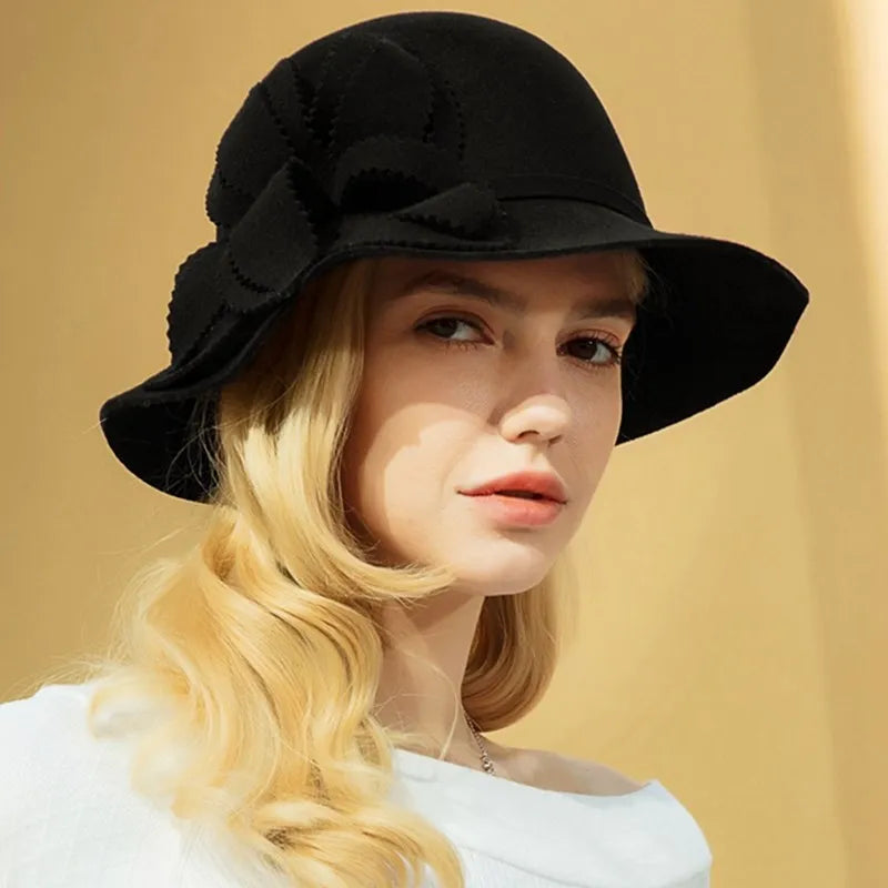 EE 5198 wool retro top hat British girl winter new British woolen hat elegant with all European and American hat women
