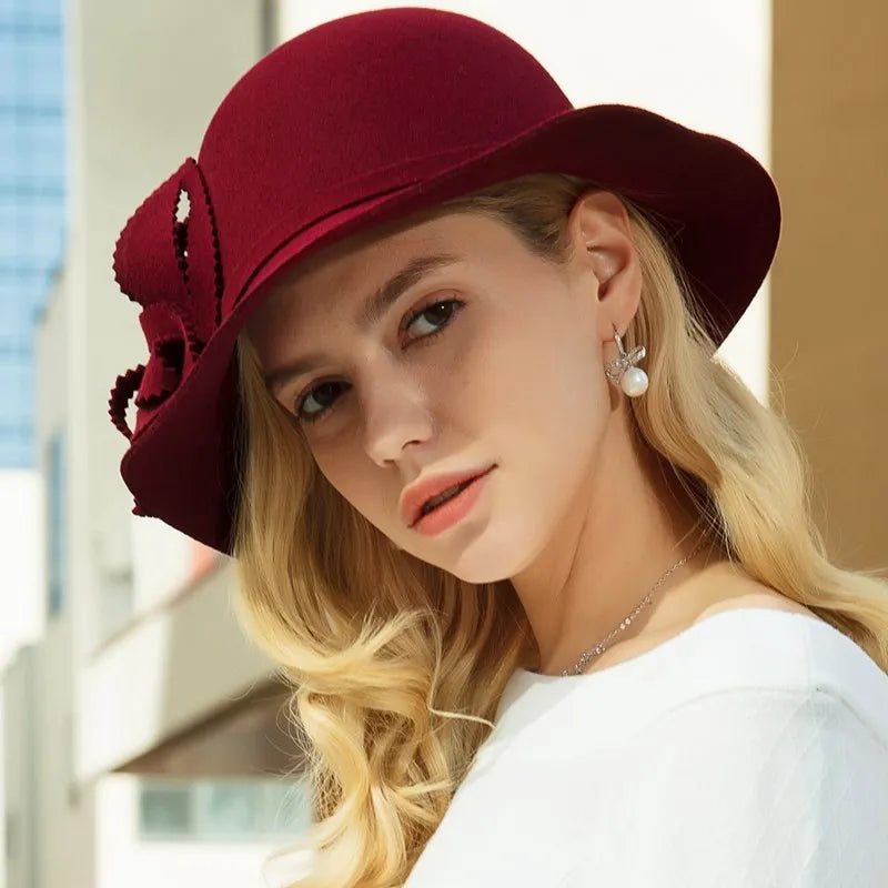 EE 5198 wool retro top hat British girl winter new British woolen hat elegant with all European and American hat women