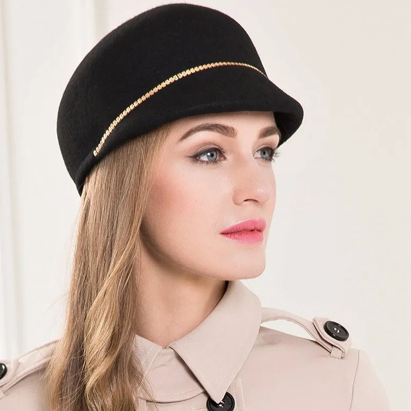 EE 5202 autumn new British knight hat autumn and winter women's woolen hat casual black woolen hat