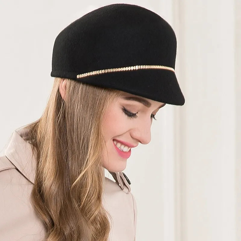 EE 5202 autumn new British knight hat autumn and winter women's woolen hat casual black woolen hat