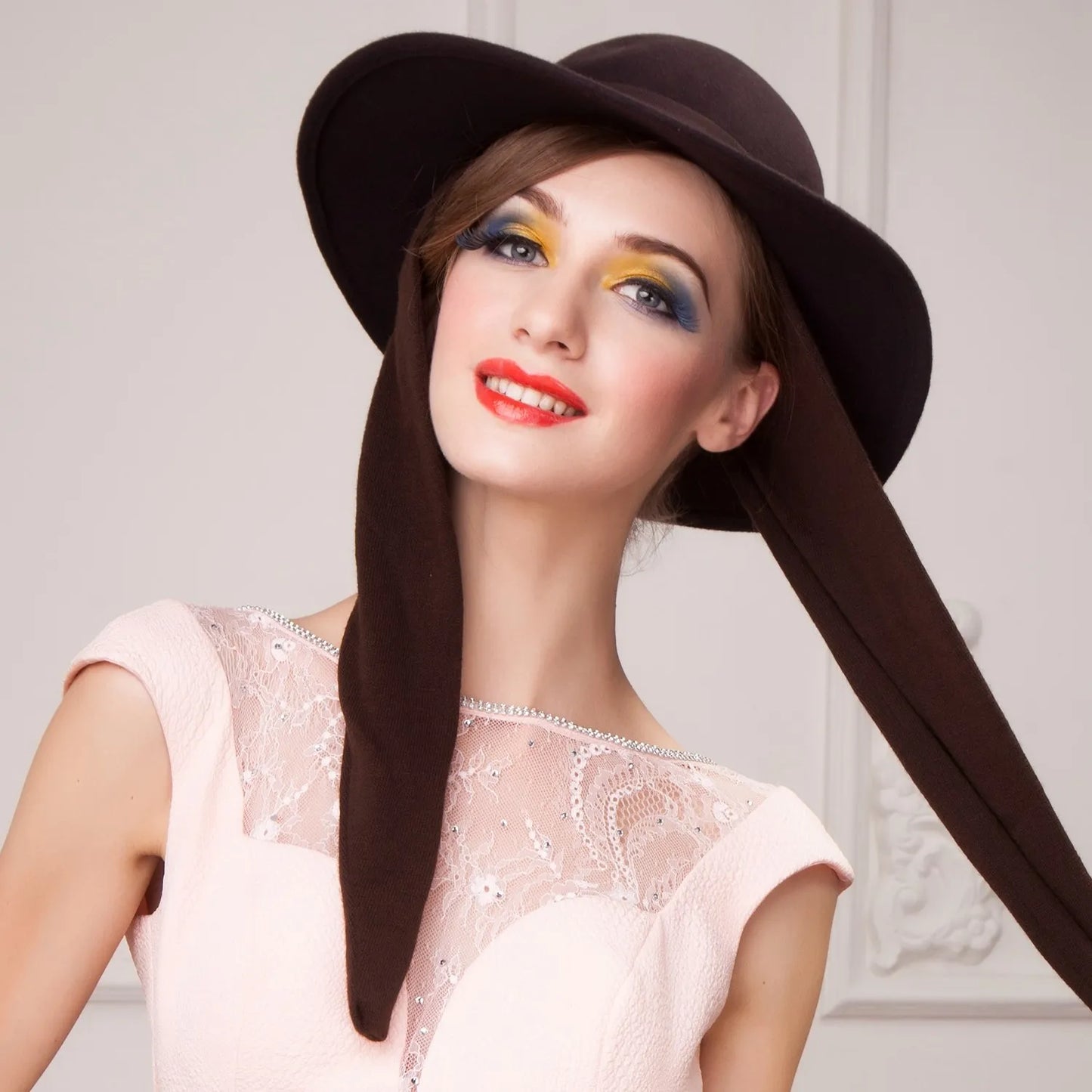 EE 5208 England new women's wool felt hat elegant bow woolen top hat with winter hat ladies