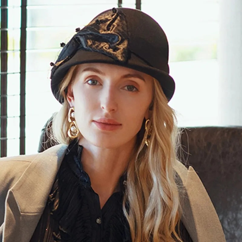 EE 5223 qiu dong small British wool hat elegant joker winter female celebrities hat