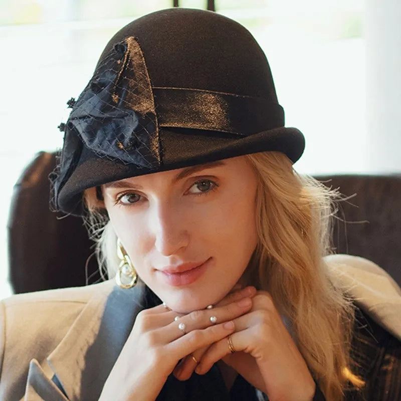 EE 5223 qiu dong small British wool hat elegant joker winter female celebrities hat