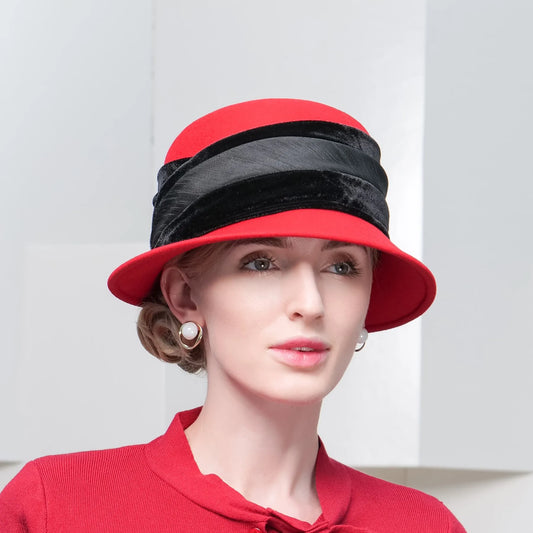 EE  5231 plaid pure wool hat new winter travel joker contracted elegant female winter cloth hat