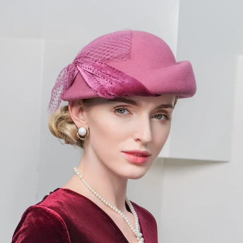 EE 5233 Autumn and Winter New Vintage Lace Fashionable Wool Hat Fashion Women's Beret Children's Winter