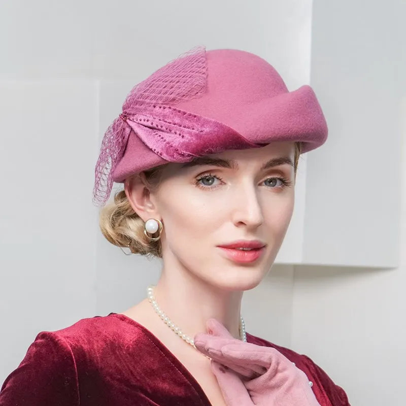 EE 5233 Autumn and Winter New Vintage Lace Fashionable Wool Hat Fashion Women's Beret Children's Winter