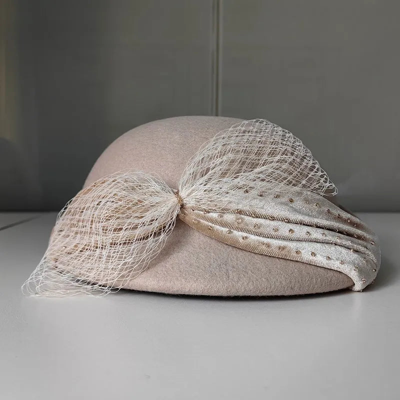 EE 5233 Autumn and Winter New Vintage Lace Fashionable Wool Hat Fashion Women's Beret Children's Winter