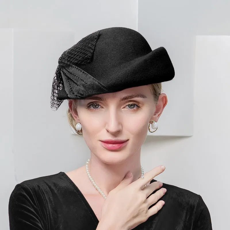 EE 5233 Autumn and Winter New Vintage Lace Fashionable Wool Hat Fashion Women's Beret Children's Winter