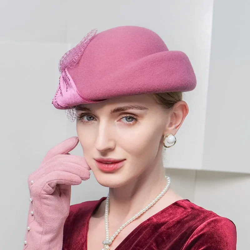 EE 5233 Autumn and Winter New Vintage Lace Fashionable Wool Hat Fashion Women's Beret Children's Winter