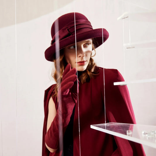 EE 5237 autumn and winter new rolled eaves dome wool hat big eaves all simple winter hat woman
