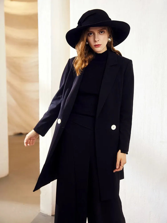 EE 5245 black wool hat new winter large eaves bowknot girl felt trilby contracted style hat