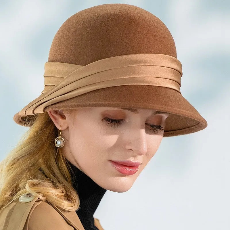 EE 5249 winter new wool basin hat elegant all Korean version of the tide suitable for round face hat women autumn and winter