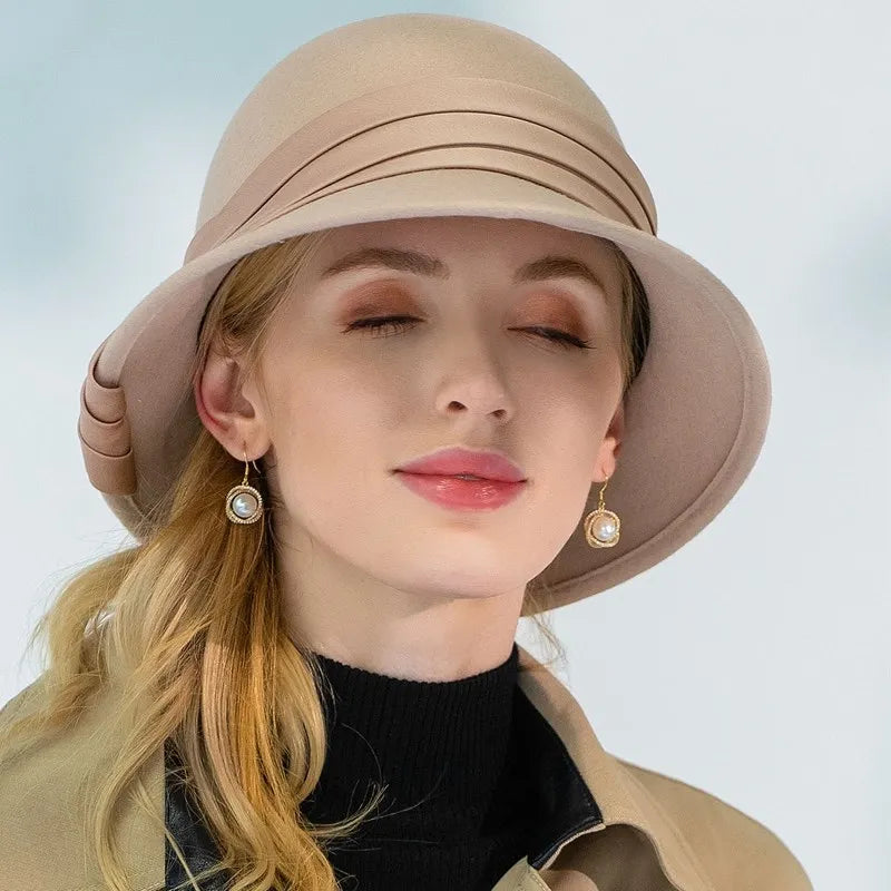 EE 5249 winter new wool basin hat elegant all Korean version of the tide suitable for round face hat women autumn and winter