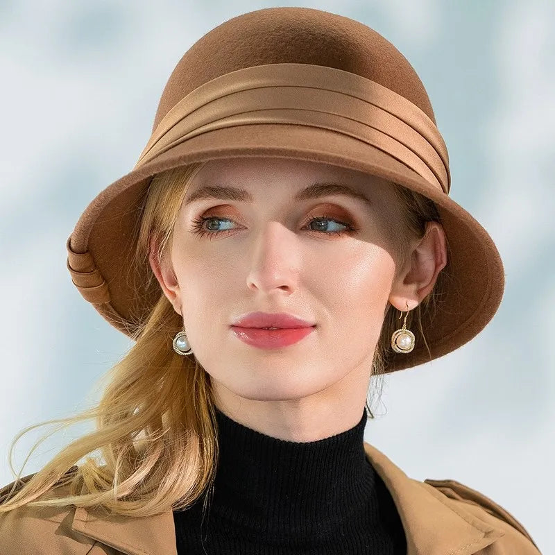 EE 5249 winter new wool basin hat elegant all Korean version of the tide suitable for round face hat women autumn and winter