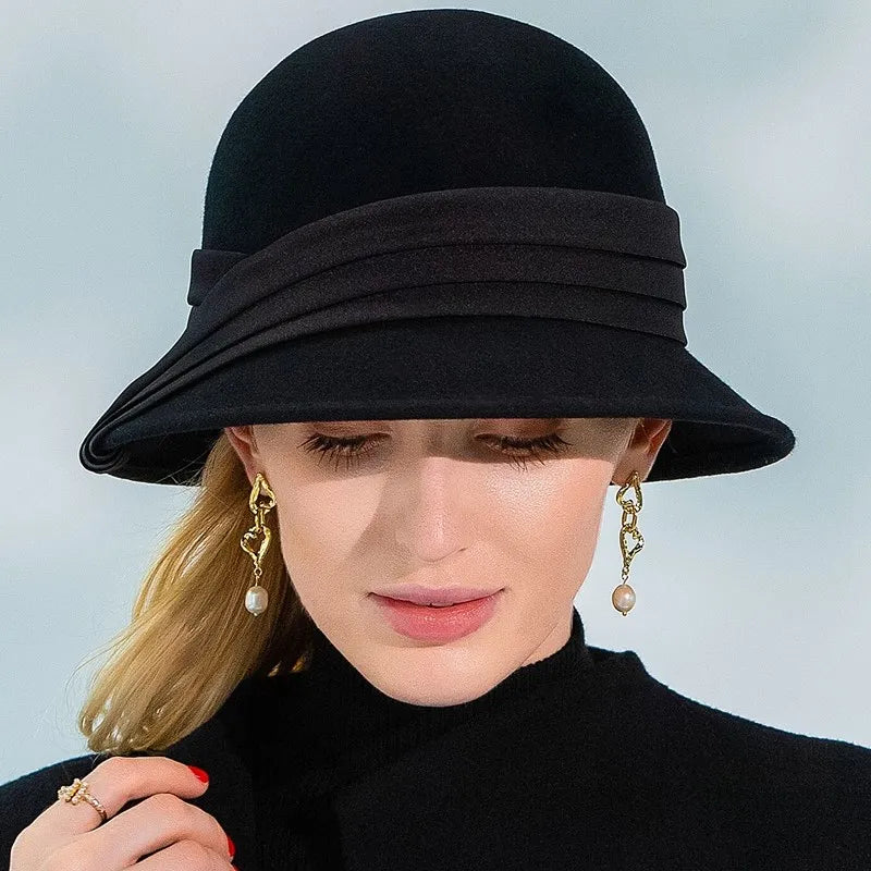 EE 5249 winter new wool basin hat elegant all Korean version of the tide suitable for round face hat women autumn and winter