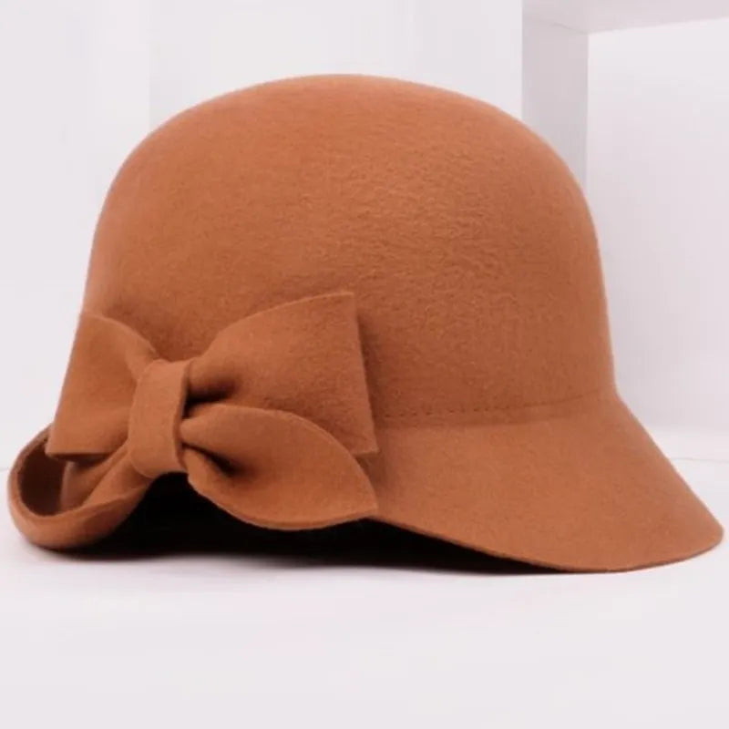 EE 5264 Autumn/Winter New British Vintage Wool Hat Elegant Bow Wool Hat Female Winter Hat Female