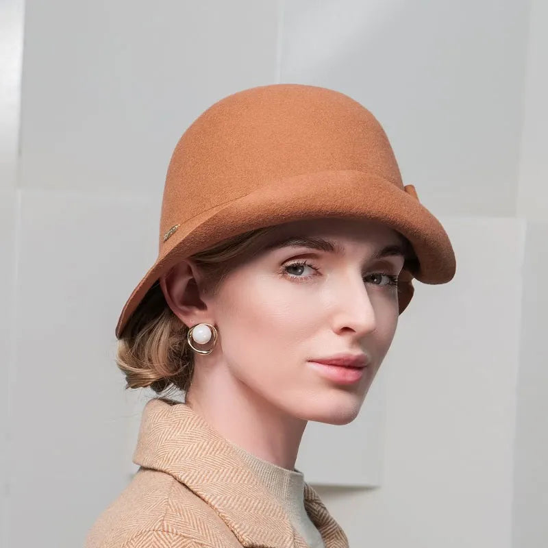 EE 5264 Autumn/Winter New British Vintage Wool Hat Elegant Bow Wool Hat Female Winter Hat Female