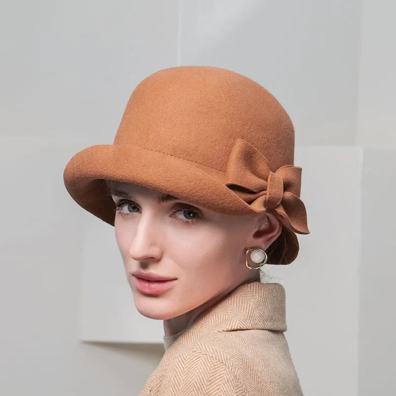 EE 5264 Autumn/Winter New British Vintage Wool Hat Elegant Bow Wool Hat Female Winter Hat Female