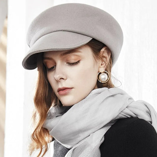 EE  5268 Duck Tongue Hat Autumn New Versatile Woolen Hat Travel Shopping Winter Simple Hat Girl