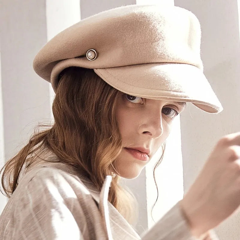 EE  5268 Duck Tongue Hat Autumn New Versatile Woolen Hat Travel Shopping Winter Simple Hat Girl