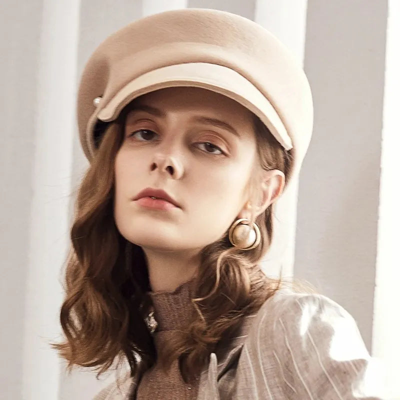 EE  5268 Duck Tongue Hat Autumn New Versatile Woolen Hat Travel Shopping Winter Simple Hat Girl