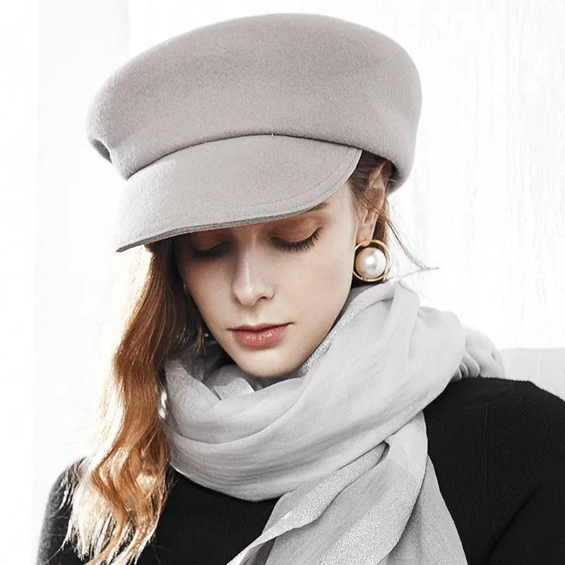 EE  5268 Duck Tongue Hat Autumn New Versatile Woolen Hat Travel Shopping Winter Simple Hat Girl