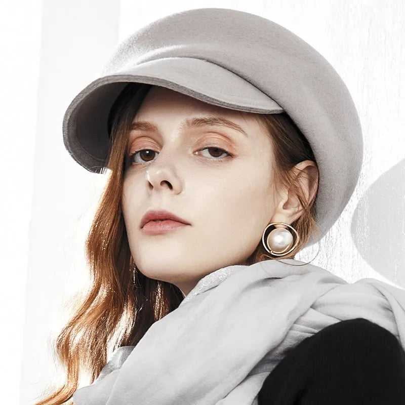 EE  5268 Duck Tongue Hat Autumn New Versatile Woolen Hat Travel Shopping Winter Simple Hat Girl