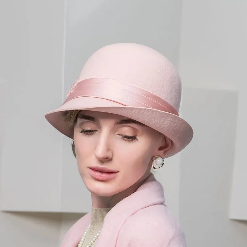 EE 5270 Autumn and Winter New Versatile Fashion Wool Top Hat British Elegant Wool Hat Temperament Beautiful Winter Hat Girl