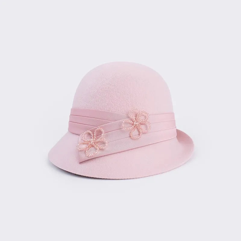 EE 5270 Autumn and Winter New Versatile Fashion Wool Top Hat British Elegant Wool Hat Temperament Beautiful Winter Hat Girl