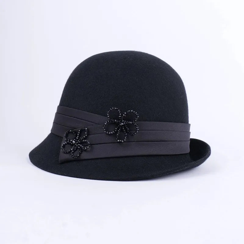 EE 5270 Autumn and Winter New Versatile Fashion Wool Top Hat British Elegant Wool Hat Temperament Beautiful Winter Hat Girl