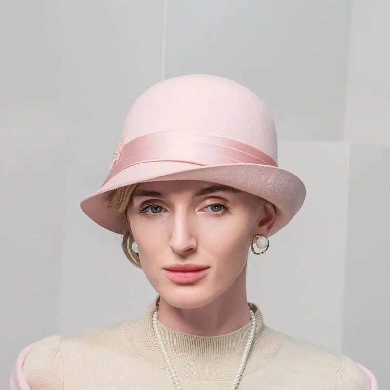 EE 5270 Autumn and Winter New Versatile Fashion Wool Top Hat British Elegant Wool Hat Temperament Beautiful Winter Hat Girl