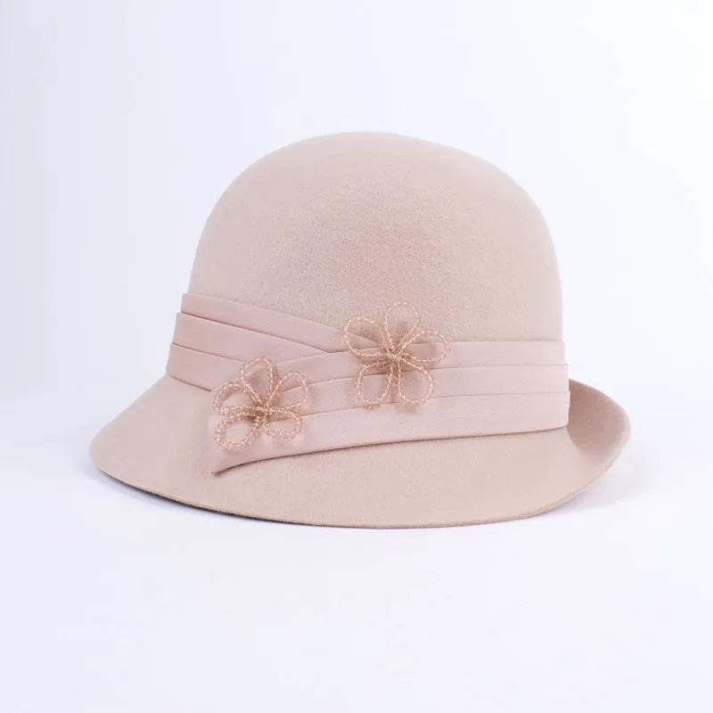 EE 5270 Autumn and Winter New Versatile Fashion Wool Top Hat British Elegant Wool Hat Temperament Beautiful Winter Hat Girl