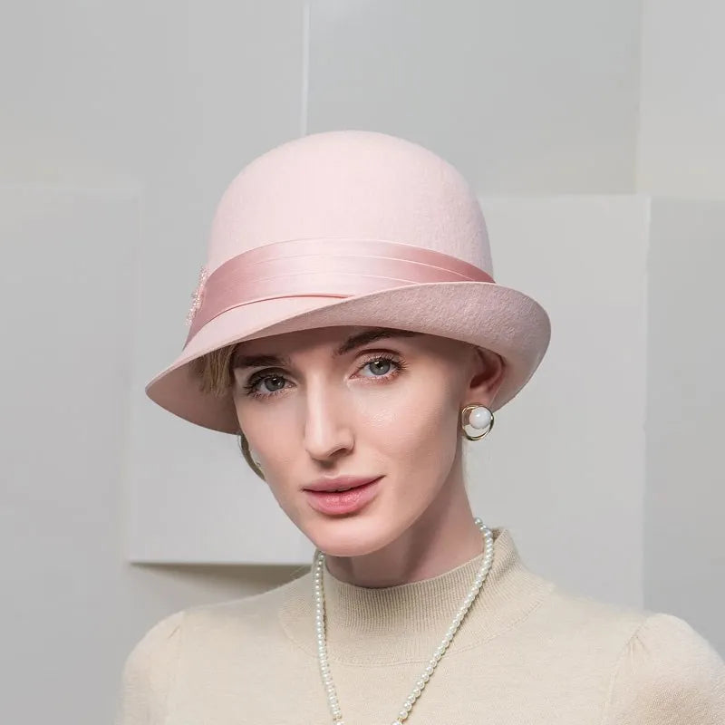 EE 5270 Autumn and Winter New Versatile Fashion Wool Top Hat British Elegant Wool Hat Temperament Beautiful Winter Hat Girl