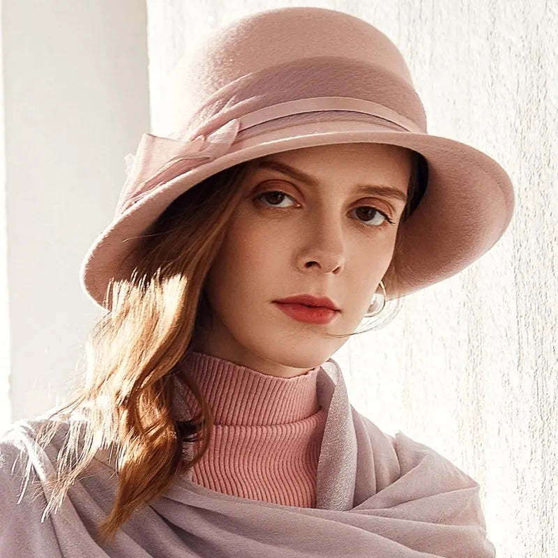 EE 5278 [Wool] autumn new domed large eave woolen hat travel simple hat female 5278