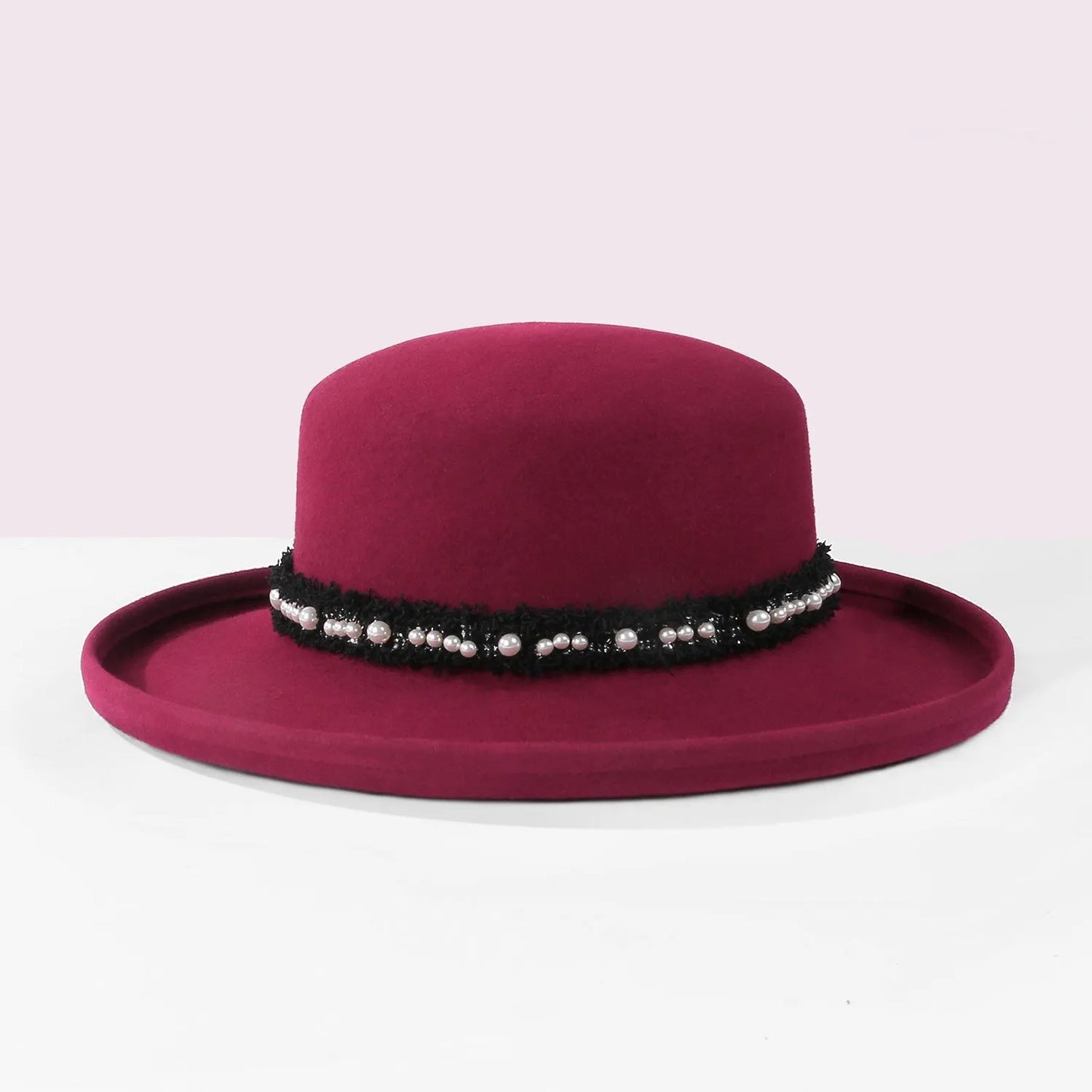 EE 5280 new tide woolen lady hat Autumn winter British vintage top hat plain curled-up hat female autumn