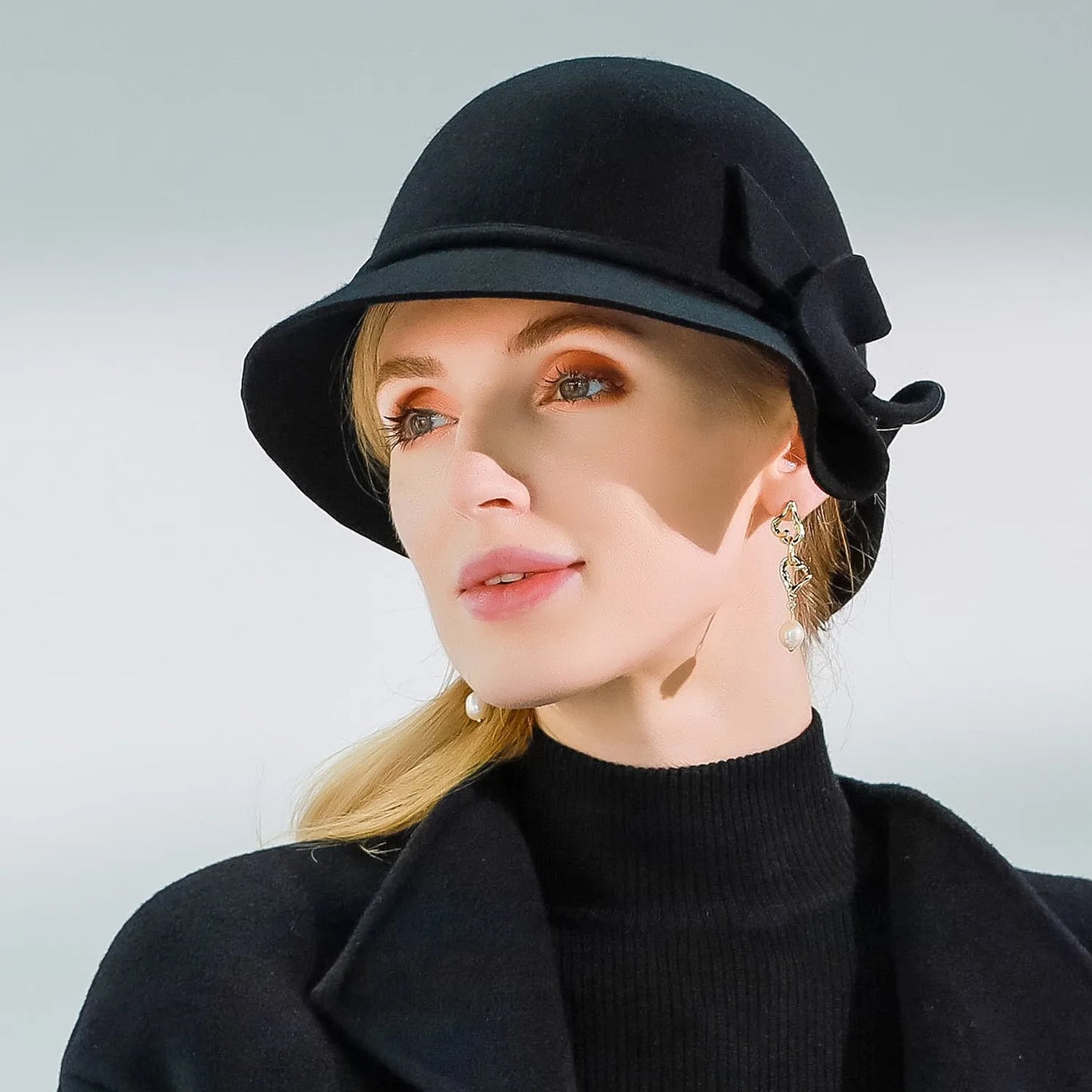 EE 5290 new winter joker pure color French felt trilby hat romance