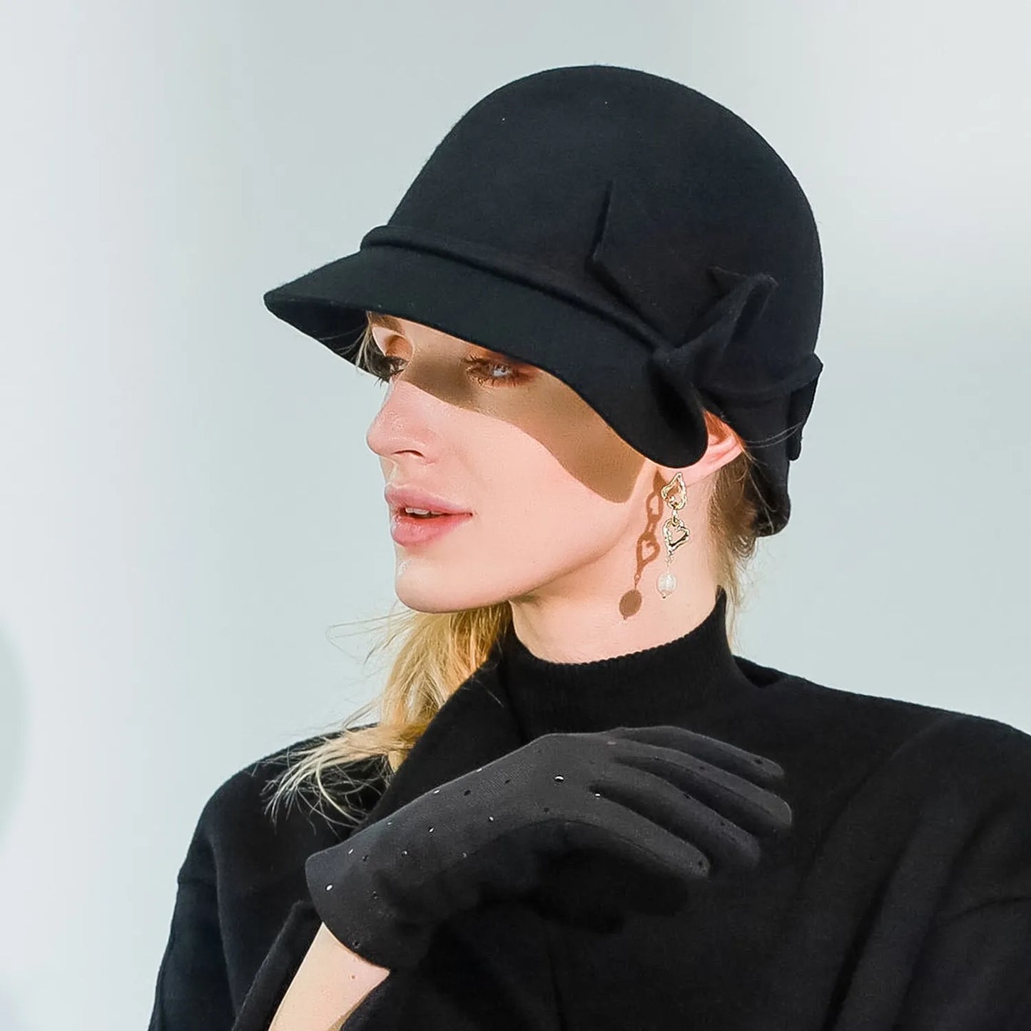 EE 5290 new winter joker pure color French felt trilby hat romance