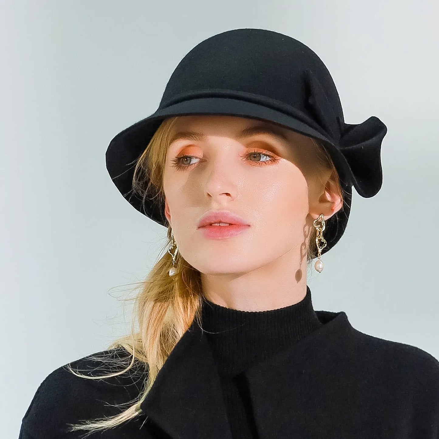 EE 5290 new winter joker pure color French felt trilby hat romance