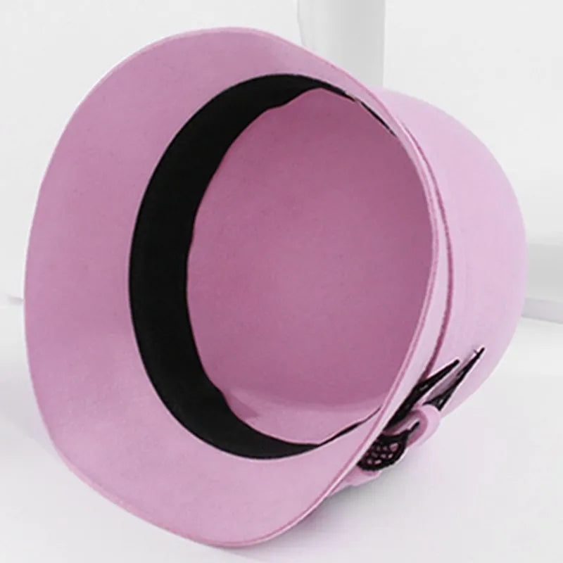 EE 5292 dome short eave bow wool hat autumn/winter warm wool top hat elegant diamond-encrusted hat woman