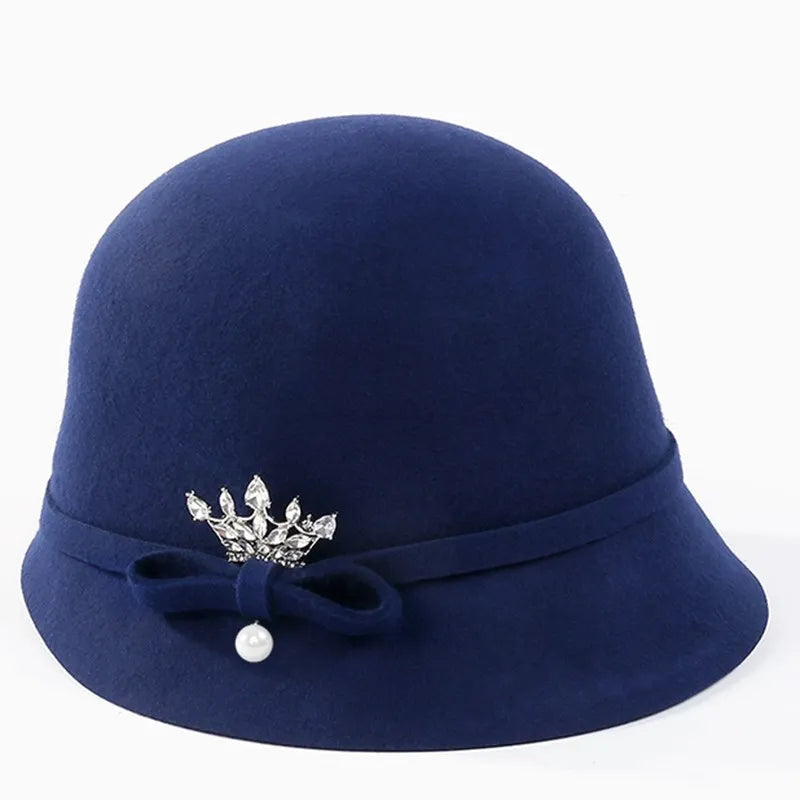 EE 5294 winter new English woolen top hat elegant with ladies hat fashion