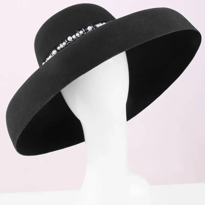 EE 5298 autumn and winter new British foreign style wool top hat travel shopping party banquet girl hat woman