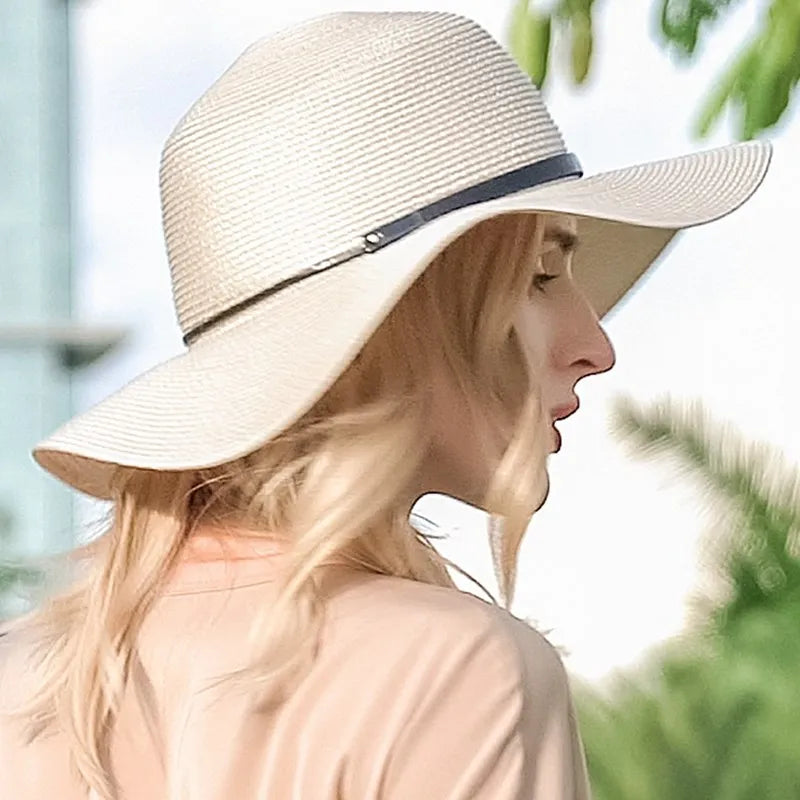 EE 7022 Summer New Style Temperament Goddess Royal Sister Fan Big Eaves Straw Hat Versatile Foldable Hat Female Summer